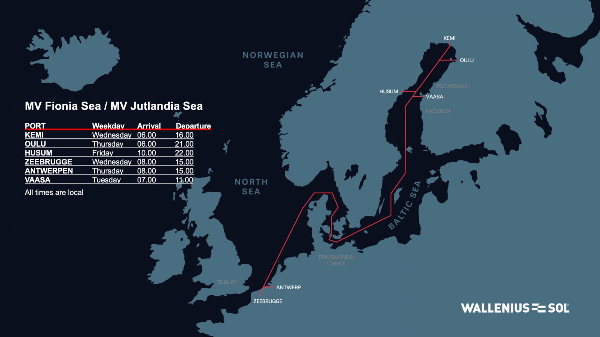 Routemap MV Fiona Sea / MV Jutlandia Sea