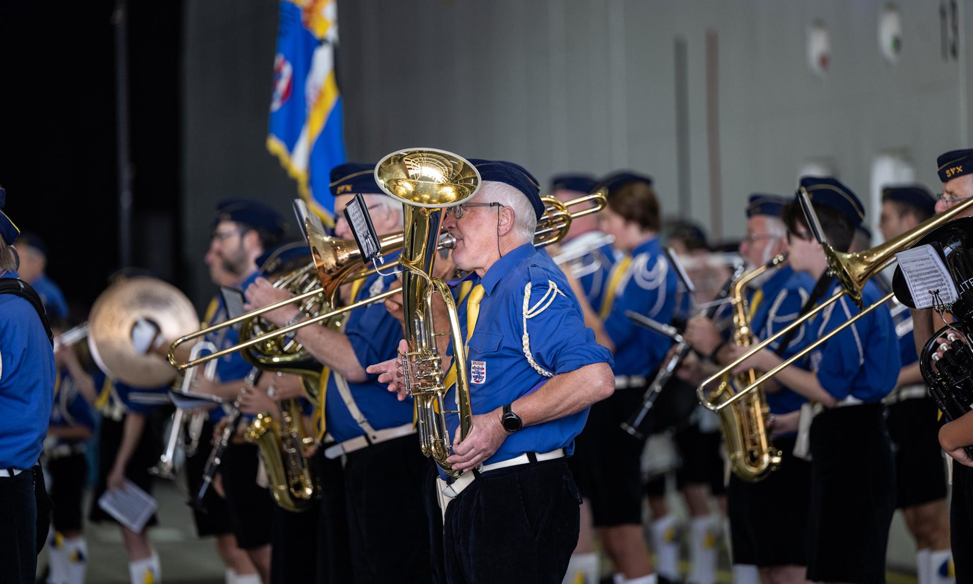 Music corps playing during the naming of the Baltic Enabler